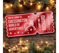 Red Mirror Acrylic Ticket Day Out Any Theme Park Personalised Any Text Voucher | Custom Surprise Reveal Voucher Ticket | Announcement Greeting Card | Note Card