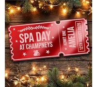 Red Mirror Acrylic Ticket Spa Day Personalised Any Text Voucher | Custom Surprise Reveal Voucher Ticket | Announcement Greeting Card | Note Card