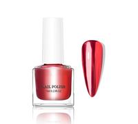 Red Mirror Nail Polish, Metallic Nail Polish - Chrome Metallic Shine, Quick-Drying & Chip-Resistant - No UV Lamp Required for Home & Salon Manicures, Ideal for Women and Girls (4#Red)