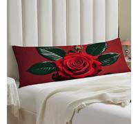 Red Mirror Rose Body Pillow Case 20x54 Throw Pillow Cover with Hidden Zipper Breathable & Cozy Full Long Pillowcase Protector Spring Easter Cover for Sleeping Bedroom Couch Sofa Decor