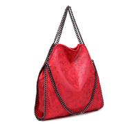 (Red) Miss Lulu Women Shoulder Handbag PU Leather Chain Clutch Bag