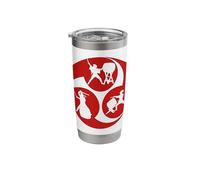 Red Mitsudomoe Symbol Cool Taiko Drummer Stainless Steel Insulated Tumbler