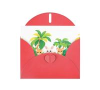 Red MJHKXLJ A happy paradise for small animals Prints Pearlized Greeting Card - Envelope Included - Perfect for Christmas, Birthdays, Valentines, Weddings, and More