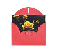Red MJHKXLJ Beautiful yellow roses Prints Pearlized Greeting Card - Envelope Included - Perfect for Christmas, Birthdays, Valentines, Weddings, and More