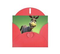 Red MJHKXLJ cartoon donkey -ar Prints Pearlized Greeting Card - Envelope Included - Perfect for Christmas, Birthdays, Valentines, Weddings, and More