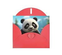 Red MJHKXLJ Cartoon Panda Bear Prints Pearlized Greeting Card - Envelope Included - Perfect for Christmas, Birthdays, Valentines, Weddings, and More