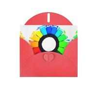 Red MJHKXLJ Colored crayon circles Prints Pearlized Greeting Card - Envelope Included - Perfect for Christmas, Birthdays, Valentines, Weddings, and More