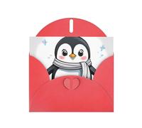 Red MJHKXLJ Cute Penguin Prints Pearlized Greeting Card - Envelope Included - Perfect for Christmas, Birthdays, Valentines, Weddings, and More