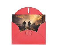 Red MJHKXLJ Firefighters fighting fires Prints Pearlized Greeting Card - Envelope Included - Perfect for Christmas, Birthdays, Valentines, Weddings, and More