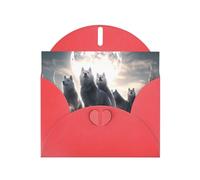 Red MJHKXLJ Full-Moon Wolves 3D Prints Pearlized Greeting Card - Envelope Included - Perfect for Christmas, Birthdays, Valentines, Weddings, and More