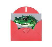 Red MJHKXLJ Gator Lurking Green Prints Pearlized Greeting Card - Envelope Included - Perfect for Christmas, Birthdays, Valentines, Weddings, and More