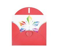 Red MJHKXLJ Hollow rainbow diamond stars Prints Pearlized Greeting Card - Envelope Included - Perfect for Christmas, Birthdays, Valentines, Weddings, and More