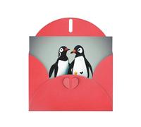 Red MJHKXLJ I Love Penguins Prints Pearlized Greeting Card - Envelope Included - Perfect for Christmas, Birthdays, Valentines, Weddings, and More