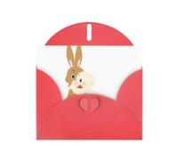 Red MJHKXLJ Kiss the Bunny Prints Pearlized Greeting Card - Envelope Included - Perfect for Christmas, Birthdays, Valentines, Weddings, and More