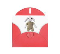 Red MJHKXLJ Lamb doll Prints Pearlized Greeting Card - Envelope Included - Perfect for Christmas, Birthdays, Valentines, Weddings, and More