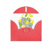 Red MJHKXLJ Lemons falling from the net bag Prints Pearlized Greeting Card - Envelope Included - Perfect for Christmas, Birthdays, Valentines, Weddings, and More