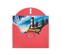 Red MJHKXLJ Lighthouse Diamond Painting Prints Pearlized Greeting Card - Envelope Included - Perfect for Christmas, Birthdays, Valentines, Weddings, and More