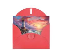 Red MJHKXLJ lighthouse diamond painting Prints Pearlized Greeting Card - Envelope Included - Perfect for Christmas, Birthdays, Valentines, Weddings, and More