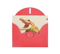 Red MJHKXLJ Little crocodile with open mouth Prints Pearlized Greeting Card - Envelope Included - Perfect for Christmas, Birthdays, Valentines, Weddings, and More