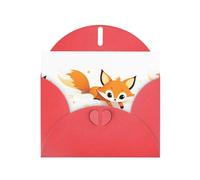 Red MJHKXLJ Little fox flying in the starry sky Prints Pearlized Greeting Card - Envelope Included - Perfect for Christmas, Birthdays, Valentines, Weddings, and More