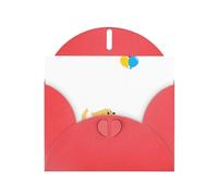 Red MJHKXLJ Little golden retriever chasing balloons Prints Pearlized Greeting Card - Envelope Included - Perfect for Christmas, Birthdays, Valentines, Weddings, and More