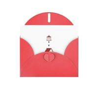 Red MJHKXLJ Little house under the lighthouse Prints Pearlized Greeting Card - Envelope Included - Perfect for Christmas, Birthdays, Valentines, Weddings, and More