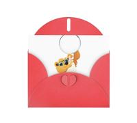Red MJHKXLJ Little lion studying a magnifying glass Prints Pearlized Greeting Card - Envelope Included - Perfect for Christmas, Birthdays, Valentines, Weddings, and More
