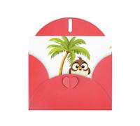 Red MJHKXLJ Little sparrow on the coconut tree Prints Pearlized Greeting Card - Envelope Included - Perfect for Christmas, Birthdays, Valentines, Weddings, and More