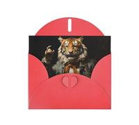 Red MJHKXLJ Mr. Dancing Tiger Prints Pearlized Greeting Card - Envelope Included - Perfect for Christmas, Birthdays, Valentines, Weddings, and More