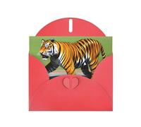Red MJHKXLJ Mr. Dancing Tiger Prints Pearlized Greeting Card - Envelope Included - Perfect for Christmas, Birthdays, Valentines, Weddings, and More