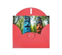Red MJHKXLJ Mysterious Totems Prints Pearlized Greeting Card - Envelope Included - Perfect for Christmas, Birthdays, Valentines, Weddings, and More