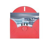 Red MJHKXLJ Penguins On The Iceberg Prints Pearlized Greeting Card - Envelope Included - Perfect for Christmas, Birthdays, Valentines, Weddings, and More