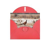 Red MJHKXLJ pheasant hunting Prints Pearlized Greeting Card - Envelope Included - Perfect for Christmas, Birthdays, Valentines, Weddings, and More