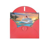 Red MJHKXLJ Pool Party Cruise Ship Prints Pearlized Greeting Card - Envelope Included - Perfect for Christmas, Birthdays, Valentines, Weddings, and More