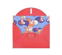 Red MJHKXLJ rabbit holding the ball Prints Pearlized Greeting Card - Envelope Included - Perfect for Christmas, Birthdays, Valentines, Weddings, and More