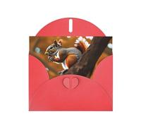 Red MJHKXLJ Squirrel in The Tree Prints Pearlized Greeting Card - Envelope Included - Perfect for Christmas, Birthdays, Valentines, Weddings, and More