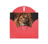 Red MJHKXLJ The Lion's Gaze Prints Pearlized Greeting Card - Envelope Included - Perfect for Christmas, Birthdays, Valentines, Weddings, and More