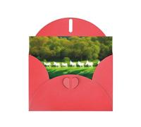 Red MJHKXLJ Unicorns by the river Prints Pearlized Greeting Card - Envelope Included - Perfect for Christmas, Birthdays, Valentines, Weddings, and More