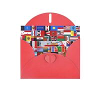 Red MJHKXLJ Various flags Prints Pearlized Greeting Card - Envelope Included - Perfect for Christmas, Birthdays, Valentines, Weddings, and More