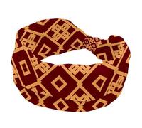 Red Modern Stylish Geometric Linear Pattern Soft Wide Headband, Headbands for Women Girls, Stretchy Knotted Headwraps, Fashion Sports Hairdband for Workout Yoga, Gym, Running