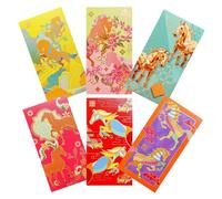 Red Money Envelopes | 6 Pieces Money Envelopes with Horse,2026 Lunar New Year Red Cut Paper Patterns,for Kids, Girls, Adults, Friends, Birthday, Winter Festival