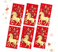 Red Money Envelopes - Crimson Wealth Satchel, 6 Pieces Currency Folder for Spring Commemoration, Scarlet Paper Bag with Graphic, Social Accessory, Pocket for Spouse, Peer