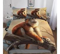 Red Monkey Double Duvet Cover Set 3D Printed Tropical Forests Bedding Set Ultra Soft Microfiber Quilt Cover 200x200 cm for Double Bed with 2 Pillowcases with Zipper r-1930