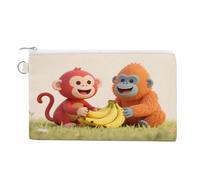 Red Monkey Orangutan Banana Coin Purse with Zipper Coin Wallet Coin Pouch Canvas Change Purse Pouch Zero Wallet Coin Bag