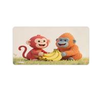 Red Monkey Orangutan Banana Desk Pad Protector 12"x24" Large Non-Slip Rubber Mouse Pads Office Desk Mat Waterproof Laptop Desk Writing Pad Desk Blotter for Office Home Desktop Decor