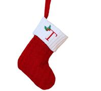Red Monogram Christmas Stocking Christmas Decorations Mini Initial Letter Y Cable Knit Stockings With White Cuffs Cute Xmas Alphabet Decorations For Home Family Fireplace Hanging Gifts Diy Decor