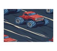 Red Monster Car on Road Placemats, Set of 6 Table Mats for Dining Tables, 12×18 Inches Anti-Skid Heat Resistant Kitchen Table Place Mats