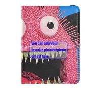 Red Monster Cute customize Leather Passport and Vaccine Card Holder Combo Travel Passport Wallet Passport Cover Holder Wallet Case Ultra Slim, red monster cute, One Size