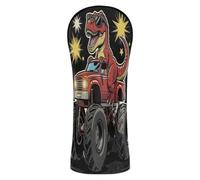 Red Monsters Truck Dinosaur Golf Club Head Covers Premium Leather Waterproof Headcover with Interchangeable No. Tags for Driver/Fairway Wood/Hybrid