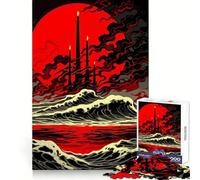 Red Moon And Burning Candles 1000 Pieces Jigsaw Puzzles for Adults Mind Exercise Toy Relax Time Precision Cut Stylish Gift (38x52cm)